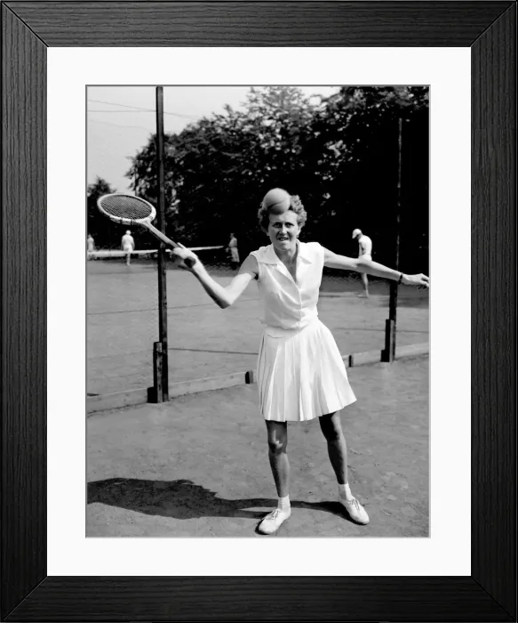 Framed Print : One of the students at Westhill College playing tennis. July 1957 Framed Print : One of the students at Westhill College playing tennis. July 1957