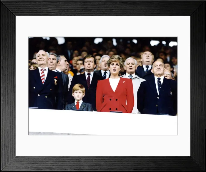 Framed Print : Diana, Princess of Wales joins in singing of the national anthem at Cardiff Arms Park Framed Print : Diana, Princess of Wales joins in singing of the national anthem at Cardiff Arms Park