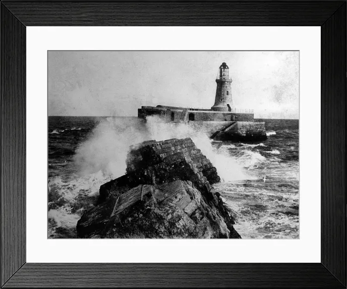 Framed Print : Tynemouth Pier damaged by stormy weather in 1897 Framed Print : Tynemouth Pier damaged by stormy weather in 1897