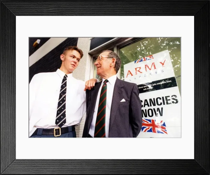Framed Print : A MAN who won the Victoria Cross in World War II will support his grandson as he enlists Framed Print : A MAN who won the Victoria Cross in World War II will support his grandson as he enlists