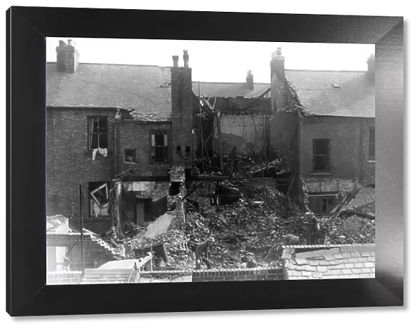 Houses in Hendon, Sunderland damaged when a German plane crashed in flames after being