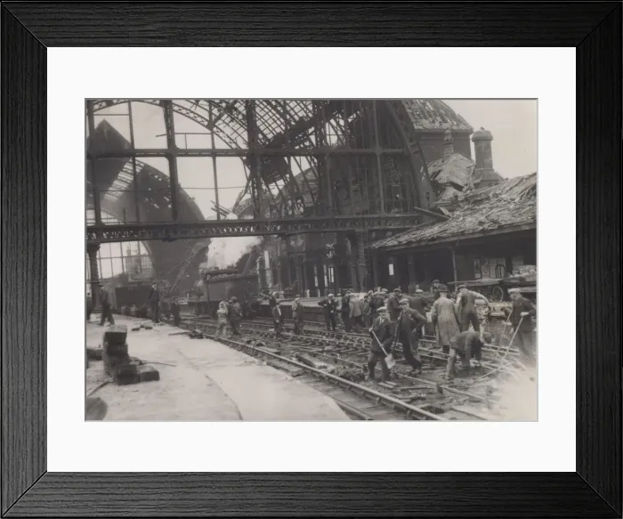 Framed Print : Air raid scenes on Middlesbrough Station. 4th November 1942