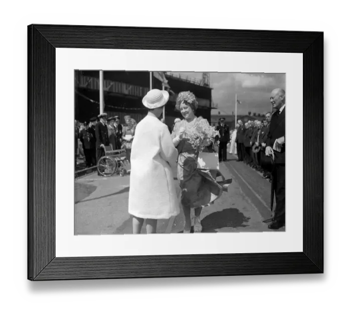 Framed Print : Queen Elizabeth the Queen Mother in the North East region to launch