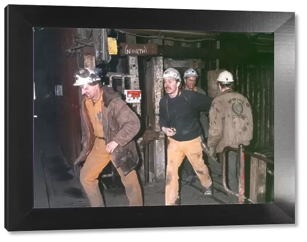 Miners leave the cage for the last time at Murton Colliery, November 1991