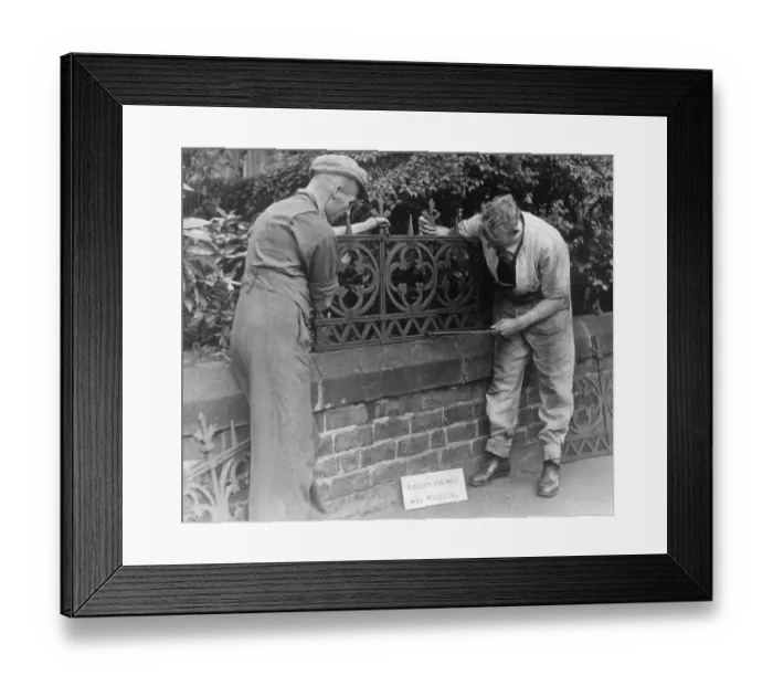 Framed Print : Householders in Oakhurst Terrace, Benton, Newcastle have given their garden railings to Framed Print : Householders in Oakhurst Terrace, Benton, Newcastle have given their garden railings to