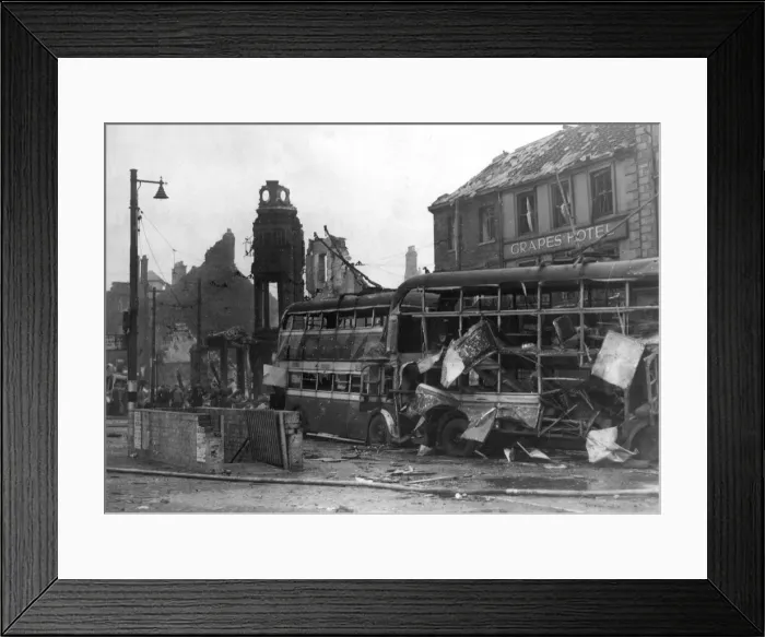 Framed Print : South Shields Market Place in October 1941, the morning after heavy bombing during a
