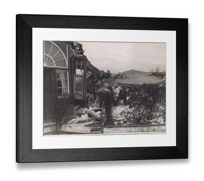 Framed Print : Damage caused by Nazi air raids on the North East of England. 10th April 1941 Framed Print : Damage caused by Nazi air raids on the North East of England. 10th April 1941