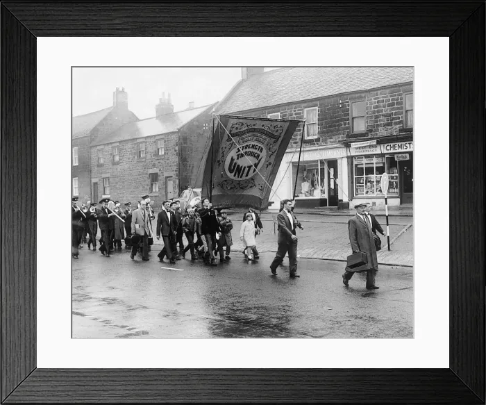 Framed Print : The band from Dudley is one of the first to arrive at the miners picnic at Bedlington in Framed Print : The band from Dudley is one of the first to arrive at the miners picnic at Bedlington in