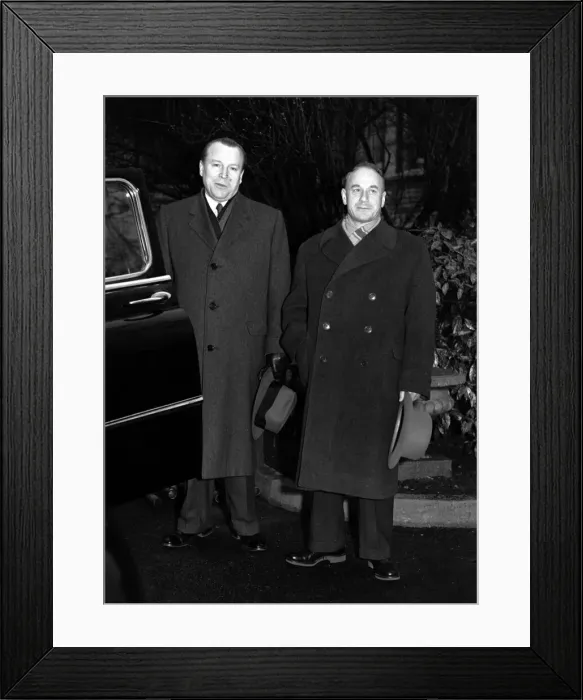 Framed Print : Suez Crisis 1956 The Russian Ambassador Mr Malik with Colonel General Servov just