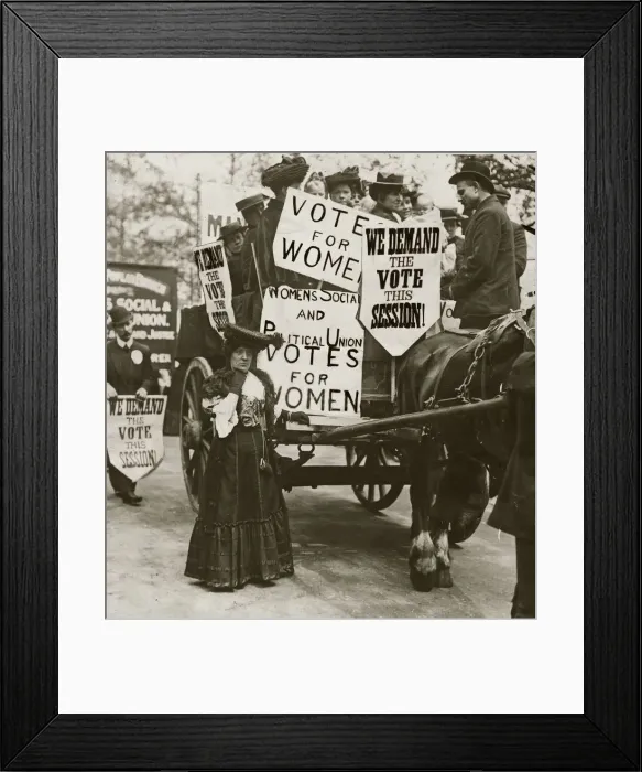 Framed Print : Suffragettes Demonstration May 1906 Demanding Votes For Women Placcards