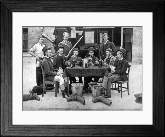 Framed Print : The servants enjoying refreshment after the shoot in 1888