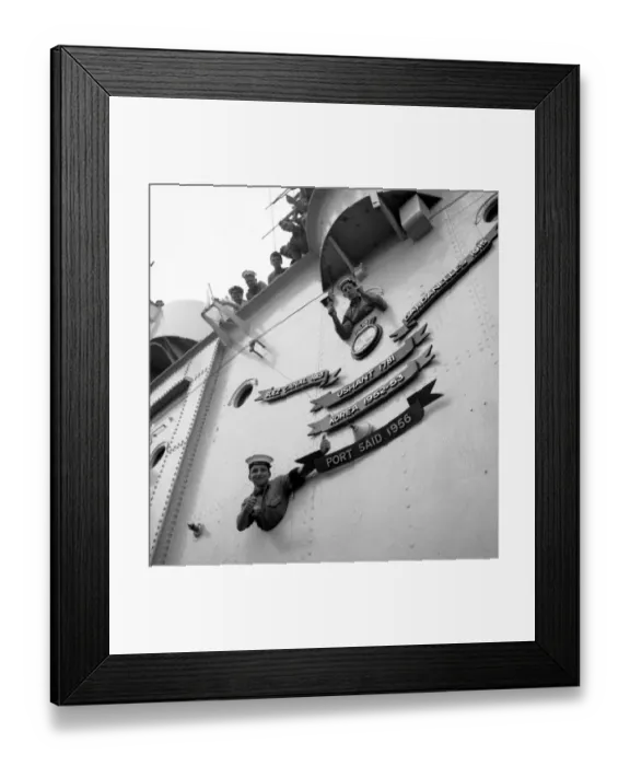 Framed Print : Suez Crisis 1956 The Aircraft Carrier HMS Ocean adds Port Said to the roll of Framed Print : Suez Crisis 1956 The Aircraft Carrier HMS Ocean adds Port Said to the roll of