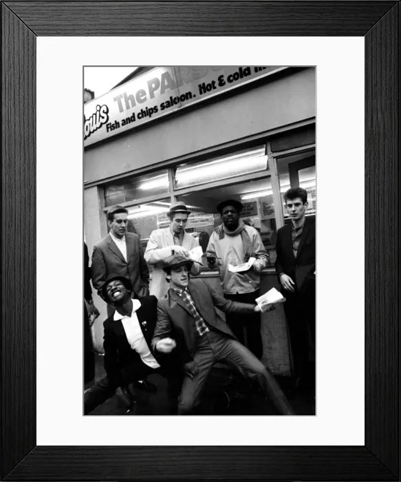 Framed Print : The Specials pop group in chip shop called The Parsons Nose Framed Print : The Specials pop group in chip shop called The Parsons Nose