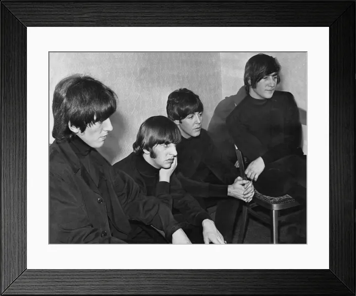 Framed Print : The Beatles backstage - watching themselves on television - at the Odean Cinema
