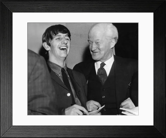 Framed Print : 69 year old Ted shares a joke with Beatles drummer Ringo Starr during rehearsal break Framed Print : 69 year old Ted shares a joke with Beatles drummer Ringo Starr during rehearsal break