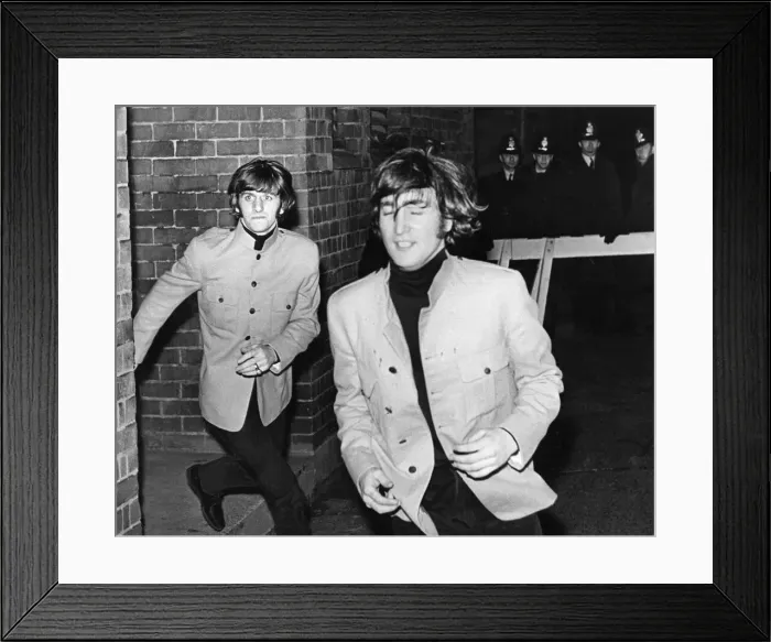 Framed Print : The Beatles, Ringo Starr and John Lennon dash from the fans at the Birmingham Odeon Framed Print : The Beatles, Ringo Starr and John Lennon dash from the fans at the Birmingham Odeon