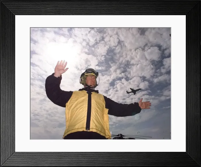 Framed Print : HMS Invincible flight deck crew. Leading airman Spencer Shakleton Framed Print : HMS Invincible flight deck crew. Leading airman Spencer Shakleton