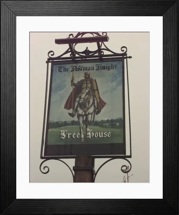Framed Print : Whichford, Warwickshire. The sign of the Norman Knight pub Framed Print : Whichford, Warwickshire. The sign of the Norman Knight pub