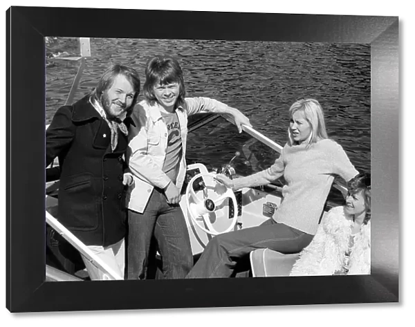 Abba Swedish Pop band April 1974 On a boat