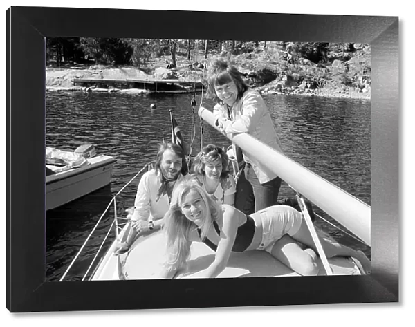 Abba Swedish Pop band April 1974 On a boat