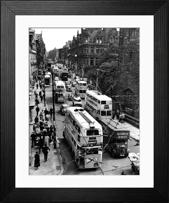 : Trolleybus traffic in Grainger Street, Newcastle in July 1957 : Trolleybus traffic in Grainger Street, Newcastle in July 1957