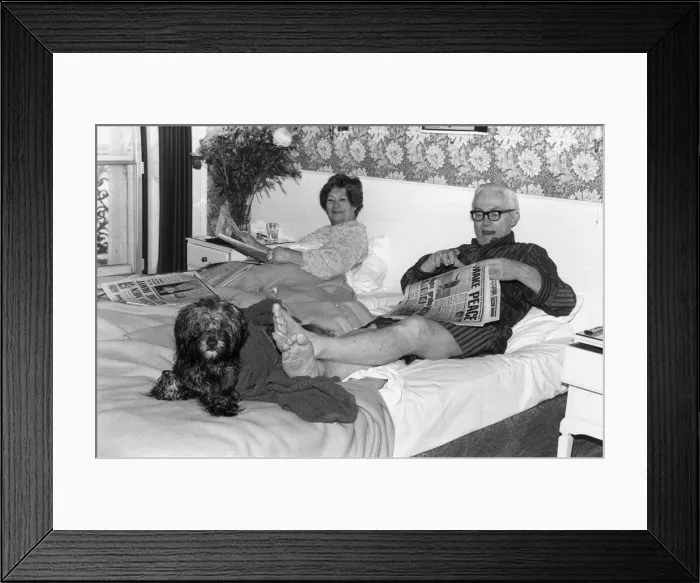 Framed Print : Foot and Dizzy Michael Foot Labour Party Leader seen here with his wife Framed Print : Foot and Dizzy Michael Foot Labour Party Leader seen here with his wife