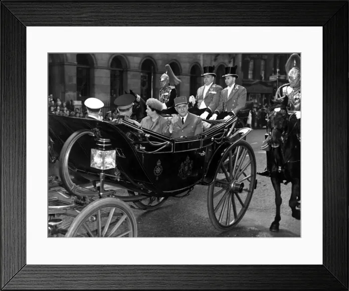 Framed Print : Madame and President Charles De Gaulle - April 1960 acknowledge the crowds cheers