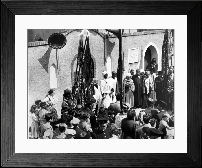 Framed Print : The Moslem Union held an All World Moslem Conference in Cardiff at the Mosque in Peel Framed Print : The Moslem Union held an All World Moslem Conference in Cardiff at the Mosque in Peel