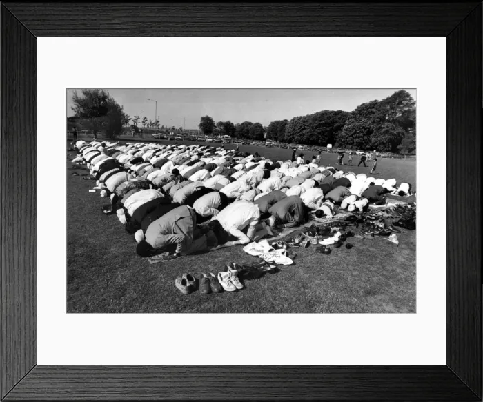 Framed Print : Swansea - Religion - Moslems in prayer at a ceremony marking the end of Ramadan at a Framed Print : Swansea - Religion - Moslems in prayer at a ceremony marking the end of Ramadan at a