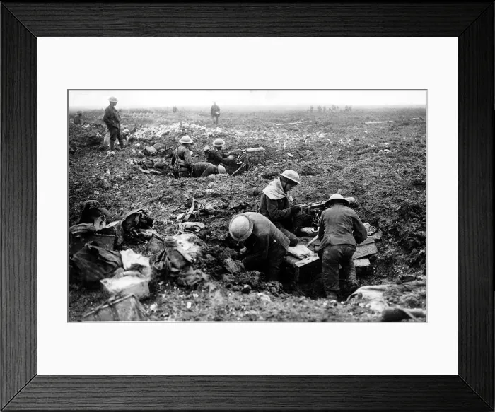 Framed Print : World War One - Canadian machine gunners April 1917 take over shell holes at Vimy Framed Print : World War One - Canadian machine gunners April 1917 take over shell holes at Vimy