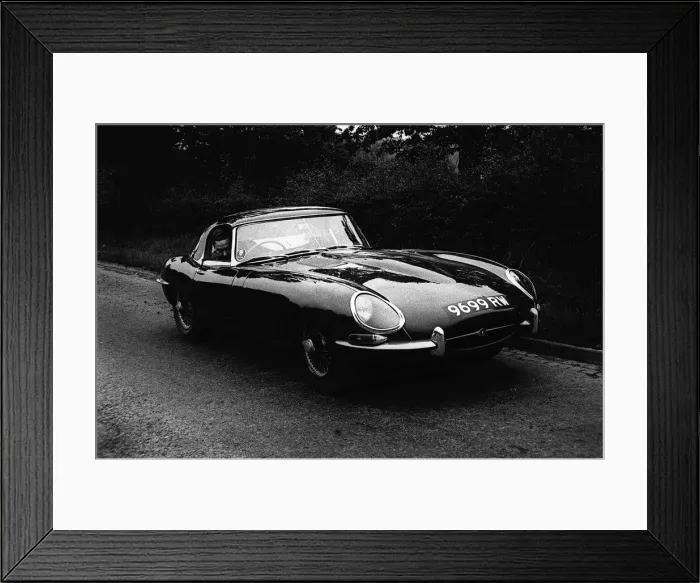 Framed Print : Patrick Mennan Daily Mirror motoring journalist test drives the new E type Jaguar