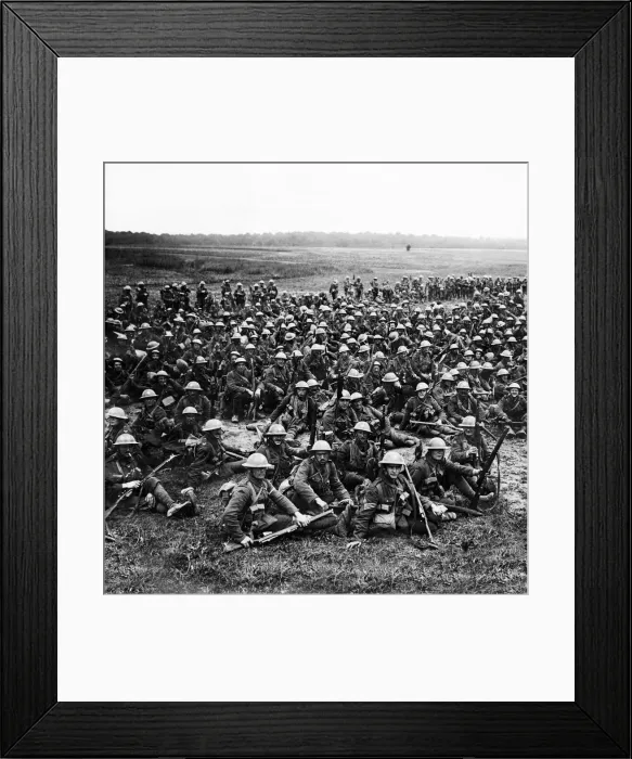 Framed Print : British soldiers of the Worcester Regiment resting in France 1916 Framed Print : British soldiers of the Worcester Regiment resting in France 1916