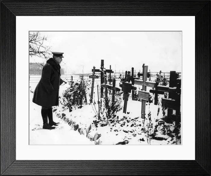 Framed Print : World War One - General Currie visit to cemetery graves where 200 civilians were shot Framed Print : World War One - General Currie visit to cemetery graves where 200 civilians were shot
