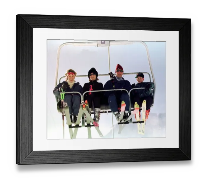Framed Print : Prince Charles and Prince Harry shared a chairlift in Klosters with friends sisters Tara