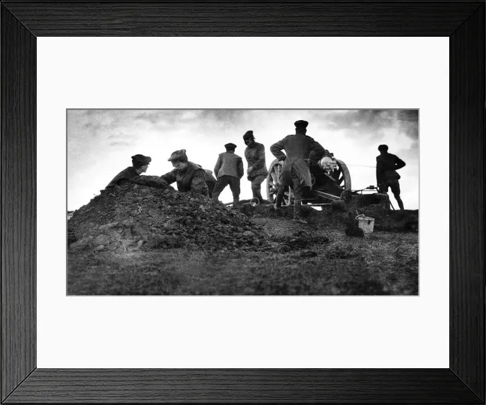 Framed Print : British gun crew in France remove shells from an underground store April 1916 Framed Print : British gun crew in France remove shells from an underground store April 1916
