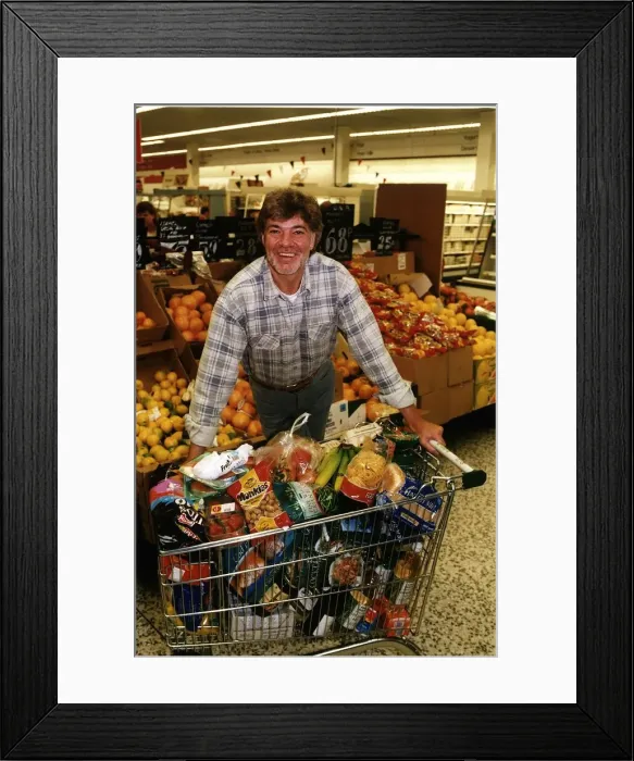 Framed Print : Matthew Kelly TV Presenter with food shopping Framed Print : Matthew Kelly TV Presenter with food shopping