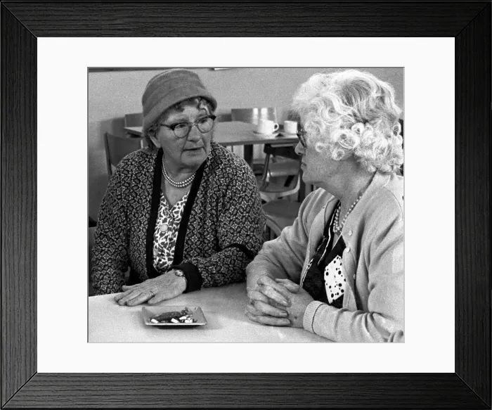 Framed Print : Two elderly ladies having a chat. 16th August 1962 Framed Print : Two elderly ladies having a chat. 16th August 1962