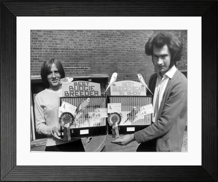 Framed Print : Mr Barrie Smith and his wife Sandra(Left) with their winning birds in the Rugby Bird Show
