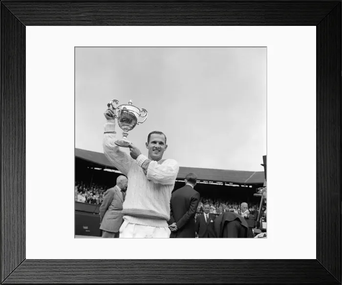 Framed Print : Chuck McKinley wins the 1963 mens singles final at Wimbledon Framed Print : Chuck McKinley wins the 1963 mens singles final at Wimbledon