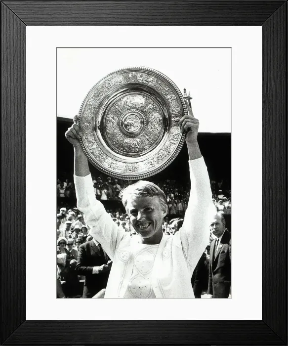 Framed Print : Ann Jones tennis player with Wimbledon womens trophy held above head after beating Billie