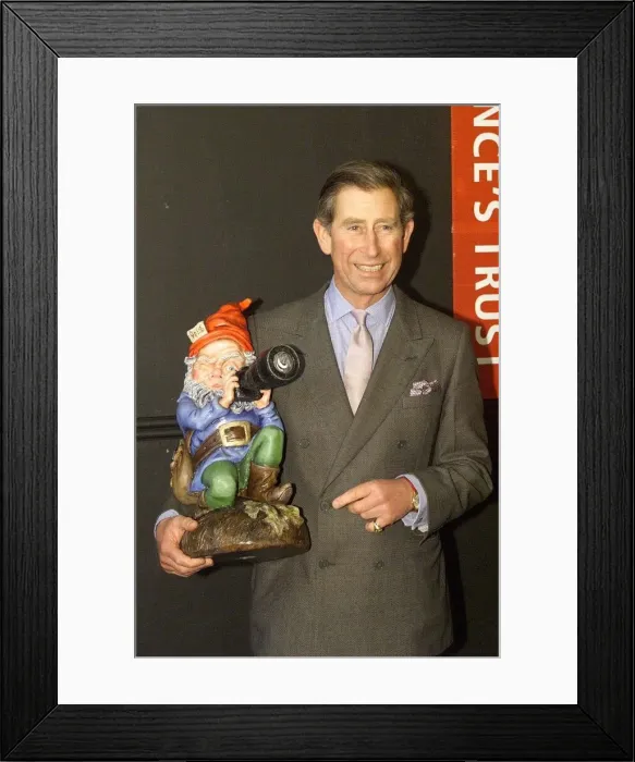 Framed Print : Prince Charles and a garden gnome, November 1998 The gnome was a 50th birthday gift Framed Print : Prince Charles and a garden gnome, November 1998 The gnome was a 50th birthday gift