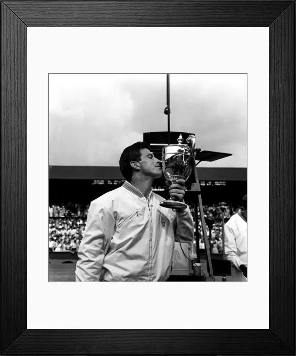 Framed Print : Ashley Cooper wins the mens singles final at Wimbledon in 1958 seen here kisses