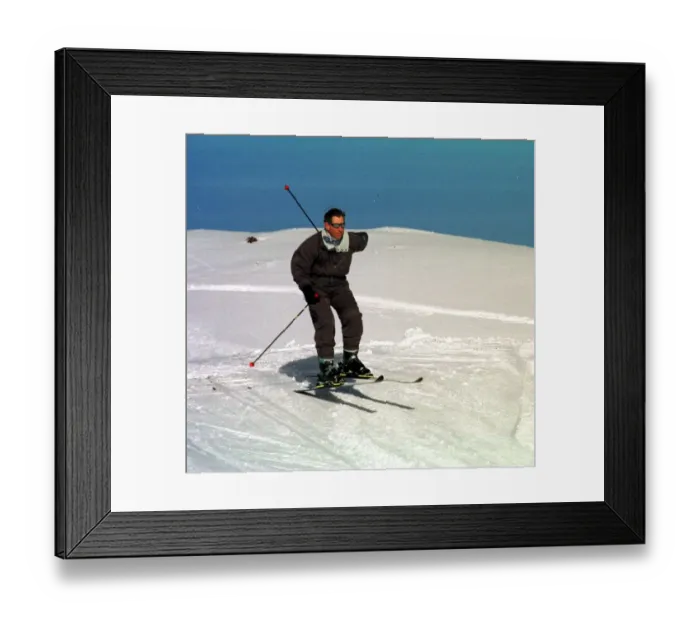 Framed Print : Prince Charles skiing while on holiday in Klosters, Switzerland, January 1999 Framed Print : Prince Charles skiing while on holiday in Klosters, Switzerland, January 1999
