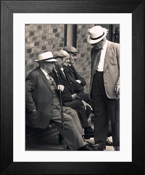 Framed Print : Five elderly men chatting in Trinity Street, Coventry. 30th June 1966 Framed Print : Five elderly men chatting in Trinity Street, Coventry. 30th June 1966