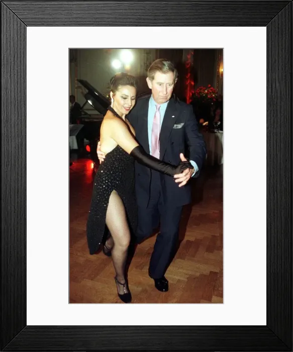Framed Print : Prince Charles in Argentina dances the tango with Adriane Vasile at a presidential dinner Framed Print : Prince Charles in Argentina dances the tango with Adriane Vasile at a presidential dinner