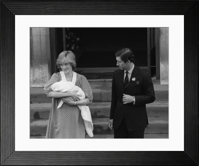 Framed Print : Prince William Collection 1982 Princess Diana, the Princess of Wales holds her Framed Print : Prince William Collection 1982 Princess Diana, the Princess of Wales holds her
