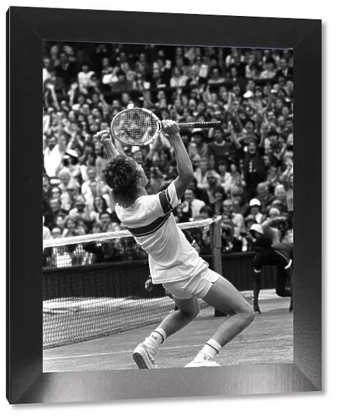 John McEnroe wins the mens singles final at Wimbledon 1981 defeating Bjorn Borg on Centre