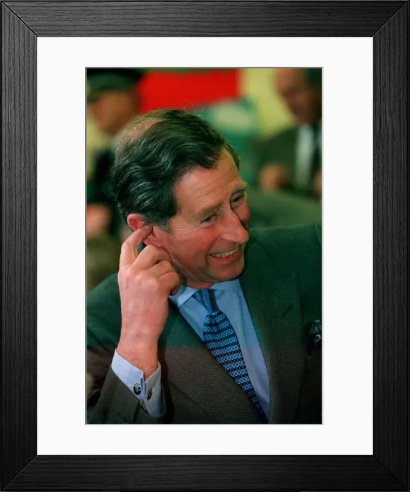 Framed Print : Prince Charles, March 1998 Visting a school in Norwich, scratching ear Framed Print : Prince Charles, March 1998 Visting a school in Norwich, scratching ear