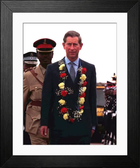 Framed Print : Prince Charles arrives in Swaziland in Africa on an official visit, October 1997