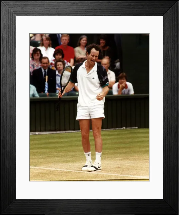 Framed Print : John McEnroe tennis champion in action angry with himself Framed Print : John McEnroe tennis champion in action angry with himself